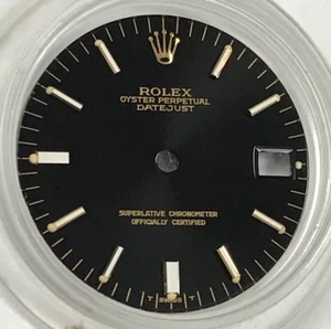 Rolex Datejust genuino brillo negro 24 mm índice blanco dorado logotipo de Rolex esfera mediana - Imagen 1 de 7