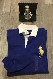 Polo Ralph Lauren Large Logo Long Sleeve Rugby Polo Shirt Mens Large #3 Blue - Picture 1 of 5