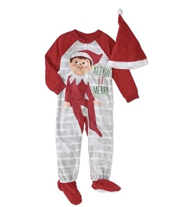 Elf On The Shelf Toddler Boys / Girls Blanket Sleeper Footie Kids Pajamas 3T - Picture 1 of 2