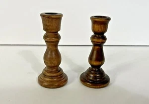 Handmade Primitive Wood Candlesticks Rustic Farmhouse Decor Vintage Style - Picture 1 of 2