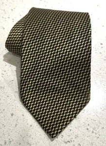 BRIONI Men's Neck Tie 100% Silk Black & Gold L 61” W 3.75” Hand Woven In Italy - Picture 1 of 3