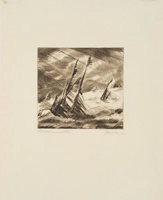 G. GELBKE (1882-1947), Brockenwetter,  1920, Rad. Expressionismus Landschaft 190 - Bild 1 von 4