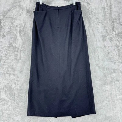 Falda De Colección Ralph Lauren LRL Para Mujer 12 Lana Maxi Modesta Kick Hendidura Forrada Azul Marino Foto 1 de 4
