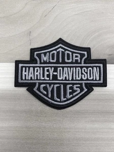 3” Embroidered Harley Davidson Iron On Patch Grey - Picture 1 of 1