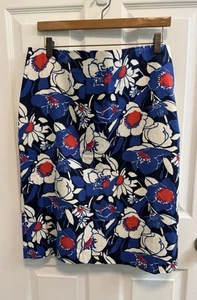 Falda Talbots Talla 14 Azul Rojo Blanco Floral Espalda Forrada con Cremallera Usada - Imagen 1 de 8