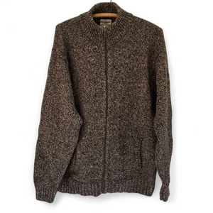 L.L. Bean Mens XL Shetland Wool Full-Zip Cardigan Sweater Heather Brown - Picture 1 of 11