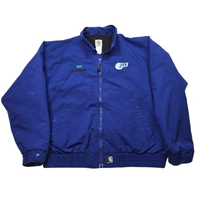 Carhartt Canvas Bomber Jacket Mens 2XL Royal Blue Co. Logos VTG 90s Y2K Work - Image 1 of 4