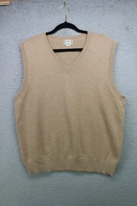 L.L. Bean Men's 100% Cashmere Sweater Vest-Large-Tan-Preppy-Minimalist - Picture 1 of 10