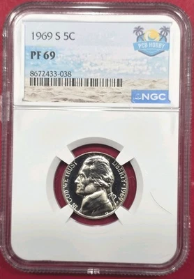 1969-S Jefferson níquel PF-69 certificado NGC - Imagem 1 de 4
