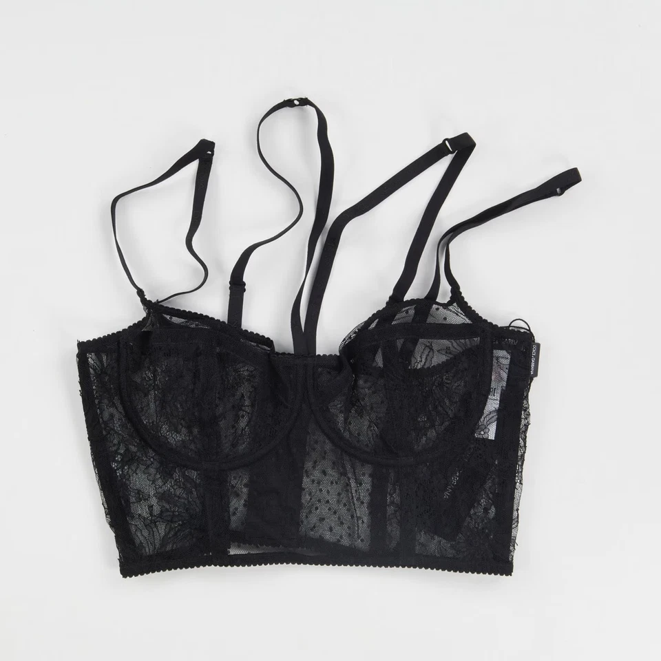 DOLCE & GABBANA Mujer Negro Encaje Longline Demi Sujetador Floral Transparente XL PRECIO DE VENTA SUGERIDO POR EL FABRICANTE 575 Foto 1 de 4