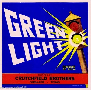 Weslaco Texas Green Light Orange Citrus Fruit Crate Label Art Print - Picture 1 of 1