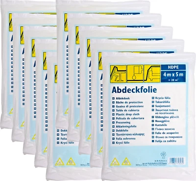 10x Abdeckfolie 4x5m Malerplane Schutzplane Allzweckfolie HDPE transparent 200m² - Bild 1 von 2