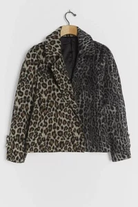 Anthropologie Vigoss Leopard Contrast/Block Short Coat Jacket Wool Blend XS NWT - Picture 1 of 6