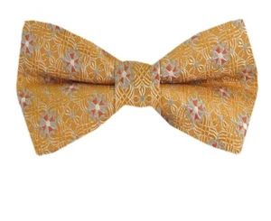 Boy's 100% Gold Silk Designer Pre-Tied Woven Bowtie- NWT - Picture 1 of 1