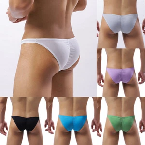Sexy calzoncillos de seda helada para hombre cintura baja bikini bragas bolsa ropa interior transpirable EE. UU. - Imagen 1 de 29