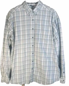 Eddie Bauer Men's Green Brown Plaid LS Shirt Size XL Tall 100% Cotton - Picture 1 of 15