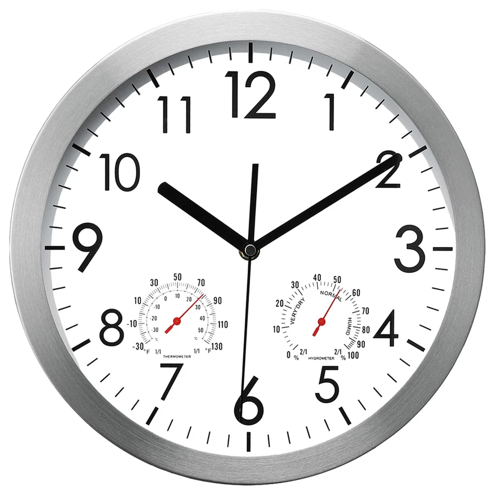 Woophen 12' Silent Non-ticking Lagre Decorative Wall Clock With Temperature