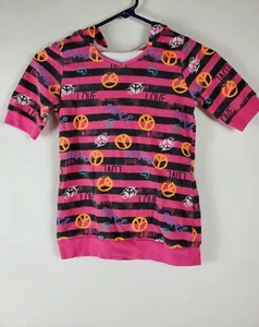 Piper Brand girls size M(7-8) short sleeve Love Peace print hooded sweater top - Picture 1 of 6