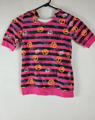 Piper Brand girls size M(7-8) short sleeve Love Peace print hooded sweater top - Image 1 of 4