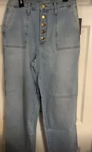 Pantalones de mezclilla recortados rectos de tiro alto vintage para mujer - hilo universal 8 REG J - Imagen 1 de 7