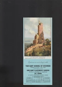 VAN SANT SCHOOL OF BUSINESS CALENDAR AD BLOTTER OCT-DEC. 1939 - Picture 1 of 2
