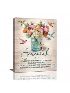 Jesus Christus Kreuz Bibelverse Leinwandbild Wanddeko Christliches Geschenk - Bild 1 von 40