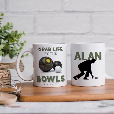 Personalised Bowls Mug Bowling Cup Crown Green Dad Birthday Work Gift HBM03 - Image 1 of 4