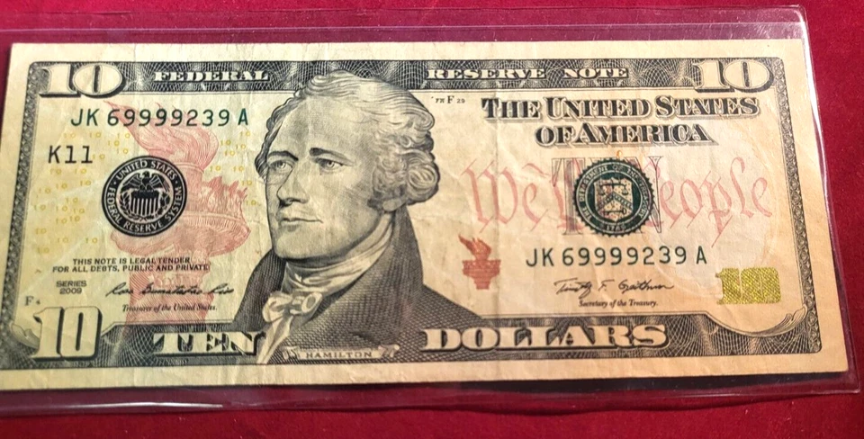 (5 OF A KIND!) 2009 $10 FRN:  69999239.. - Image 1 of 1