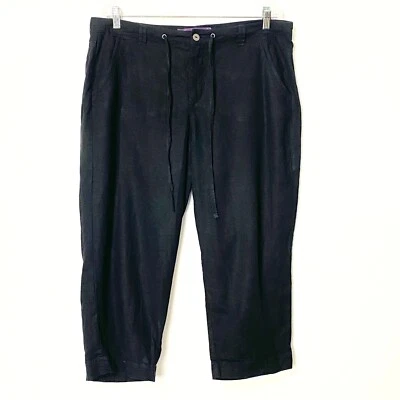Pantalones capri de lino para mujer Gloria Vanderbilt talla 14 bolsillos negros lisos Foto 1 de 4