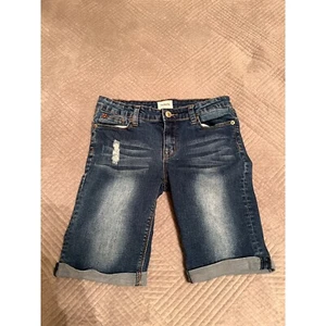 Hudson Denim Bermuda Shorts Distressed Cuffed Hem Dark Wash Kids Size 16 - Picture 1 of 15