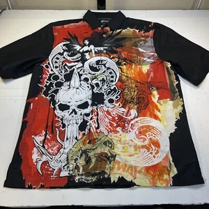 NUEVA CAMISA BLUEZ CALAVERA Estampado Totalmente Talla Para Hombre M Retro Años 90 Y2K Rocker de Metal Pesado - Imagen 1 de 4