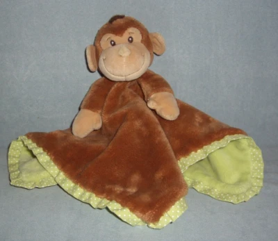 Aurora Baby Cheeky Charlie MONKEY LOVEY Security Blanket Green Trim - Image 1 of 4