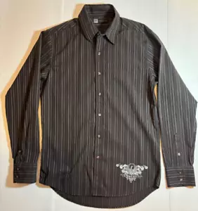 Level Ten Long Sleeve Shirt Mens M Button Up Collared Pocket Justice Graphic - Picture 1 of 6