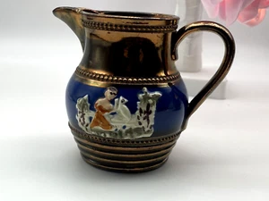 Antique Jug Creamer Victorian Lusterware Porcelain Rose Gold 1840’ - Picture 1 of 11