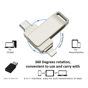 1TB 512GB USB 3.0 Flash Drive Memory Stick Type C U Disk Fr iPhone OTG Android - Afbeelding 1 van 18