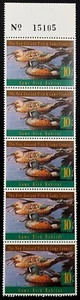 1995 New Zealand Duck Stamp 5 stamp strip! New Zealand Shoveler! 15105 - Picture 1 of 2
