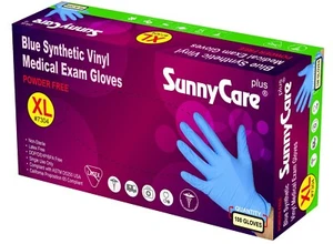 100/Box SunnyCare Blau Vinyl Synthetische Prüfungshandschuhe (Latex Nitrilfrei) Größe: XL - Bild 1 von 1