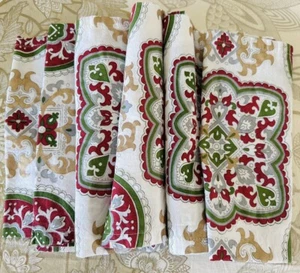 Pier 1 Imports Holiday Servietten 6er Set Gold Silber Rot Grün Medaillon - Bild 1 von 4