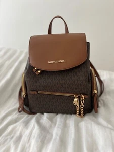 Michael Kors Jet Set Large Chain Flap Book Backpack - Brown - Picture 1 of 7