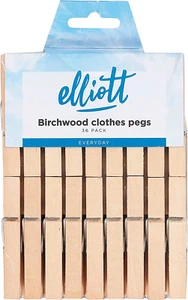 Elliott Wooden Clothes Pegs – 36 Pack x 1 Strong Grip| Heavy-Duty| Everyday Use - Picture 1 of 7