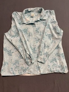 Blair Shirt Womens XL Blue Floral Print Button Up Long Sleeve Cotton Top - Picture 1 of 8