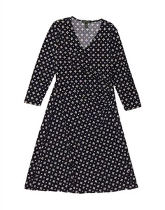 RALPH LAUREN Womens Maxi Dress UK 14 Large Navy Blue Floral Polyester DJ32 - Picture 1 of 3