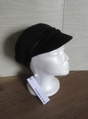 New Eugenia Kim Elyse Black 100% Cashmere Newsboy Style Cap Hat RN# 126634 READ - Image 1 of 4