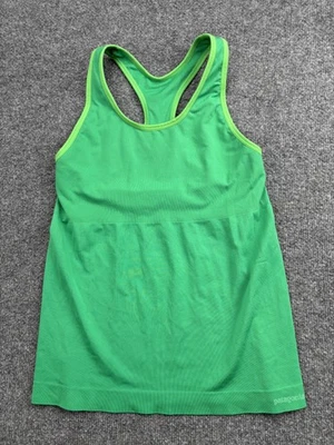 Camiseta sin mangas Patagonia para mujer pequeña verde espalda deportiva correr entrenamiento yoga Foto 1 de 4