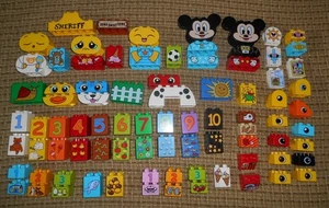 Lego DUPLO Lot 84 Printed Decorated Brick Specialty Pieces Numbers Faces Eyes ++ - Picture 1 of 19