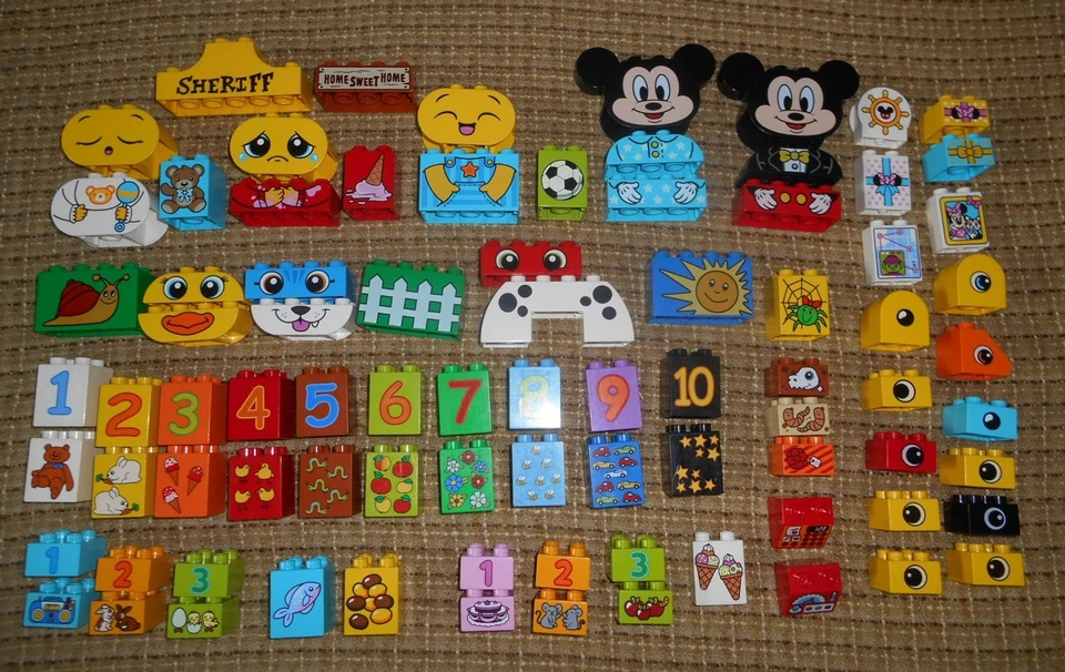 Lego DUPLO Lot 84 Printed Decorated Brick Specialty Pieces Numbers Faces Eyes ++ - Image 1 of 4