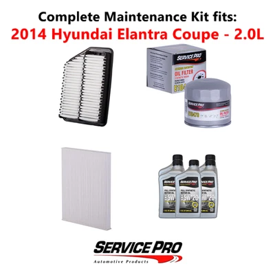 2014 Hyundai Elantra Coupe 2.0L Complete Cabin, Air & Oil Filter Kit (5W-20) Foto 1 de 4