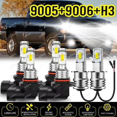 For 1990-1998 Chevy C1500 C2500 6000K LED Headlight Hi/Lo Beam Fog Light Bulbs - Image 1 of 4