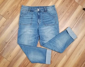 J Jill Women’s Stretch Denim Jeans High Rise Straight Leg Cuffed Crop Size 12 - Picture 1 of 13