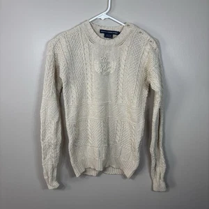 Ralph Lauren Sport Anchor 100% Cotton Ivory/Cream Cable Knit Sweater Size S - Picture 1 of 11